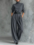 Ensemble col roulé & pantalon droit