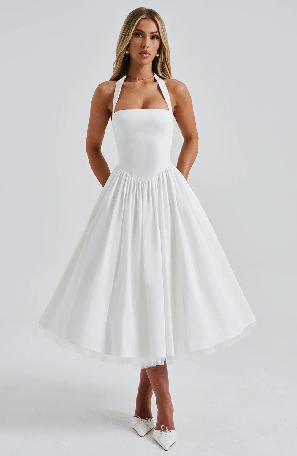 Melanie - Vestito Midi con Corsetto Allacciato Elegante e Sagomato