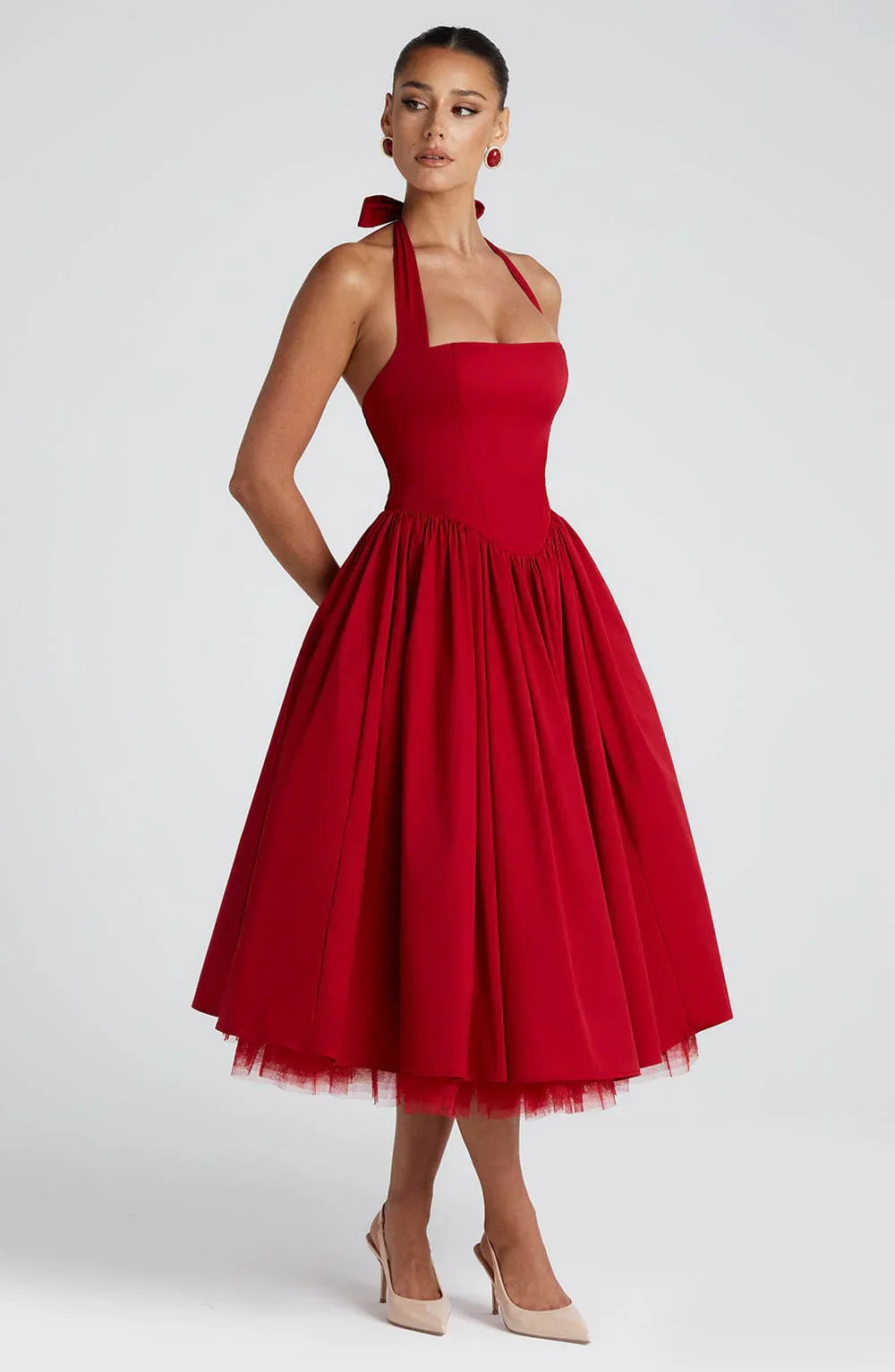 Melanie - Vestito Midi con Corsetto Allacciato Elegante e Sagomato