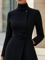 Bea - Abito elegante con collo alto e cintura